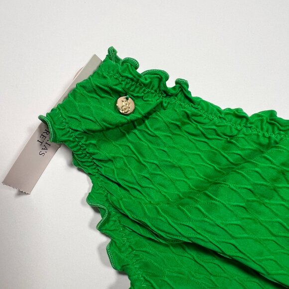 Victoria Secret Large L Bikini Bottom Ruffle Cheeky Ruched Textured Jade Green - Picture 3 of 6